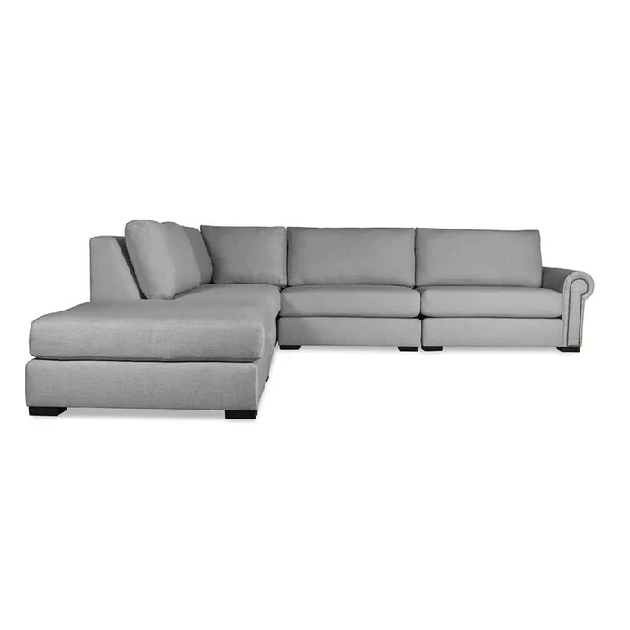 Nativa Interiors – Sylviane Modular L-Shaped Sectional Right Arm Facing 121in with Ottoman Grey – SEC-SYLV-CL-AR1-5PC-PF-GREY