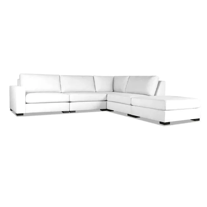 Nativa Interiors – Veranda Modular L-Shaped Sectional Left Arm Facing 121in with Ottoman Off White – SEC-VRND-CL-AR2-5PC-PF-WHITE