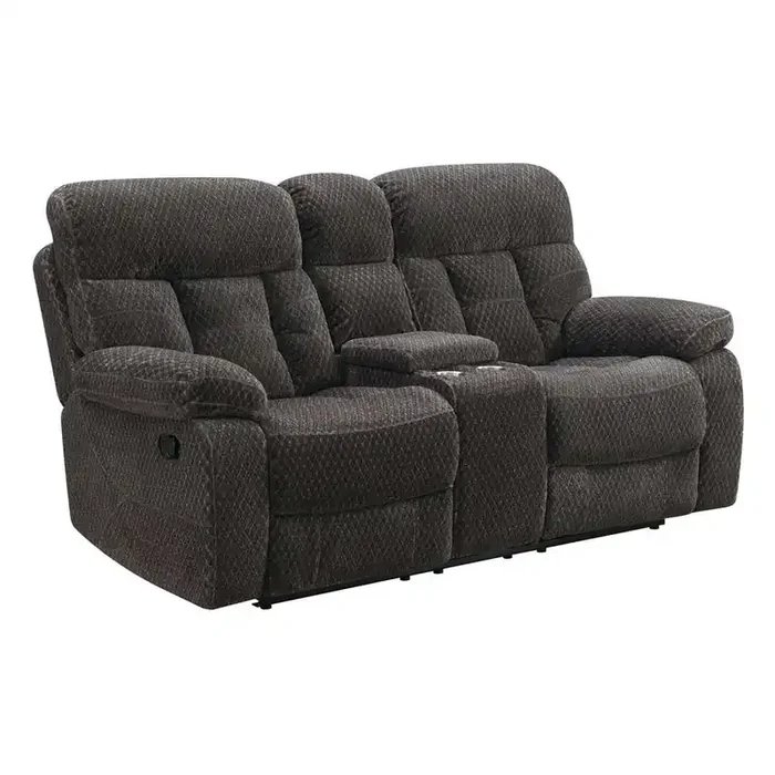 New Classic Furniture – Bravo Dual Recliner Console Loveseat-Charcoal – U1165-25-SLP