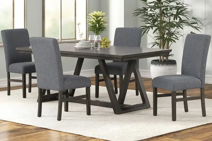 New Classic Furniture – High Line Dining Table And 4 Gray Chairs – 40-4125-DG4C