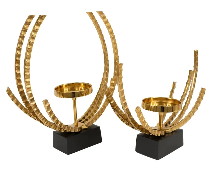 NORA 2pc Tabletop Gold Candle Holders