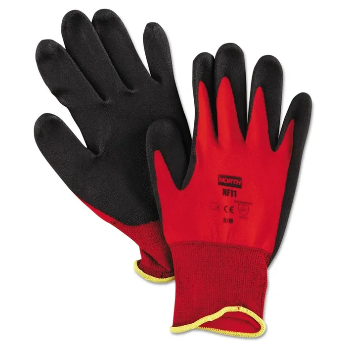 North Safety® Northflex Red Foamed Pvc Palm Coated Gloves, Medium, Dozen