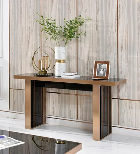 Nova Domus Cartier Modern Black & Rosegold Console Table