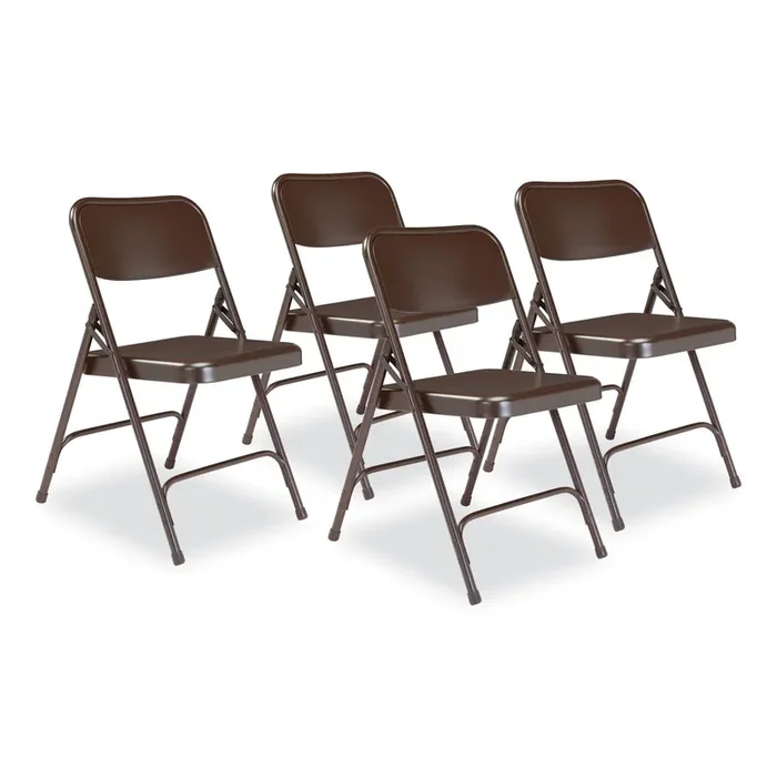 NPS® 200 Series Premium All-Steel Double Hinge Folding Chair, Supports Up to 500 lb, 17.25″ Seat Height, Brown, 4/Carton