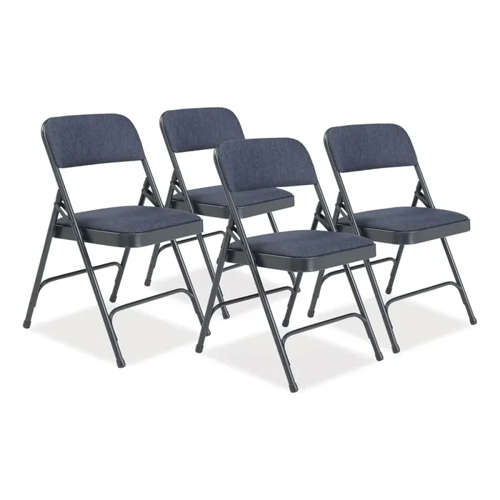 NPS® 2200 Series Fabric Dual-Hinge Folding Chair, Supports 500 lb, Royal Blue Sea, Royal Blue Back, Charcoal-Blue Base, 4/Carton