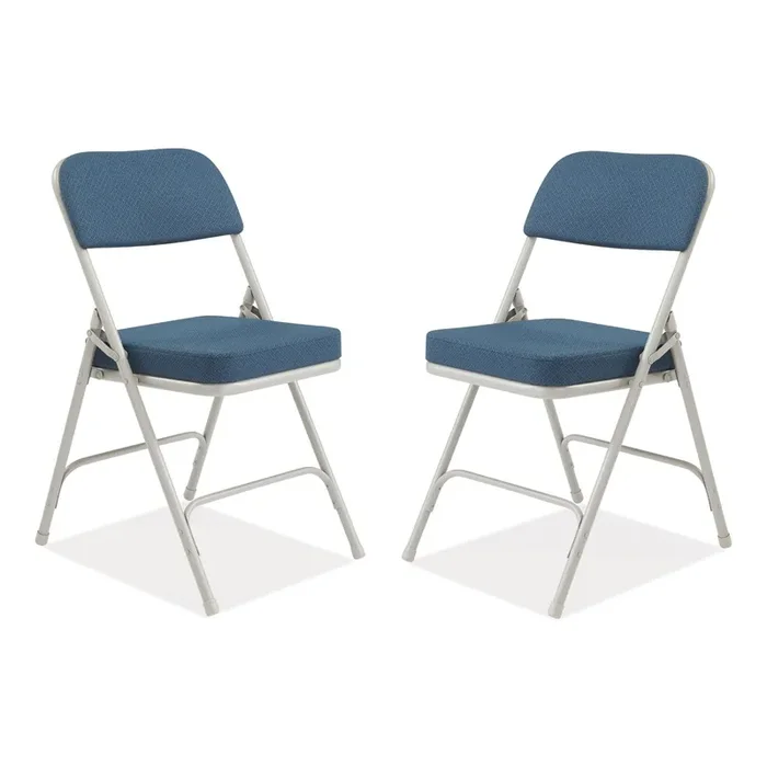 NPS® 3200 Series Fabric Dual-Hinge Folding Chair, Supports Up to 300 lb, Regal Blue Seat, Regal Blue Back, Gray Base, 2/Carton