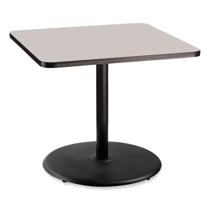 NPS® Cafe Table, 36w x 36d x 30h, Square Top/Round Base, Gray Nebula Top, Black Base