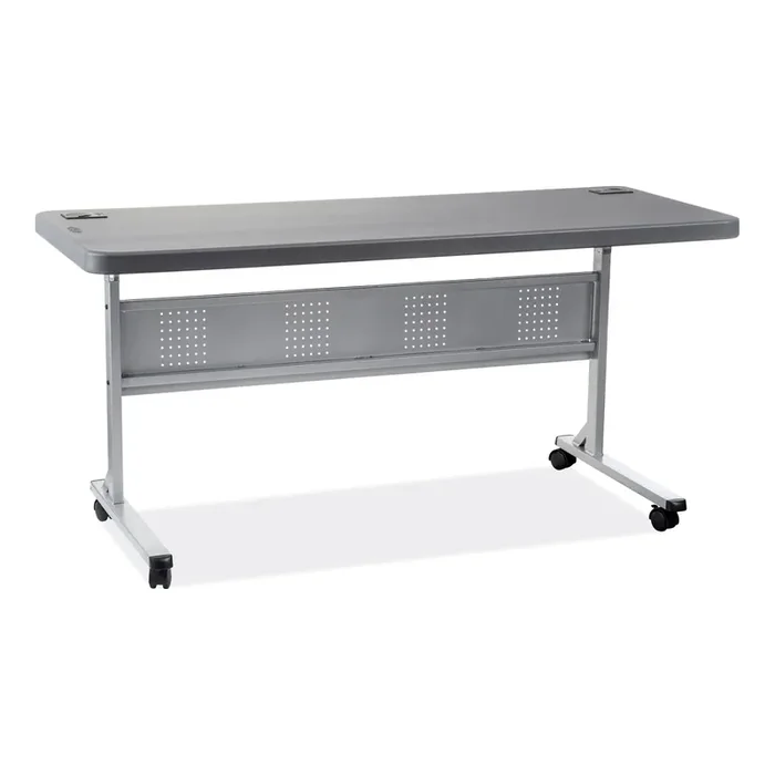 NPS® Flip-N-Store Training Table, Rectangular, 24 x 60 x 29.5, Charcoal Gray
