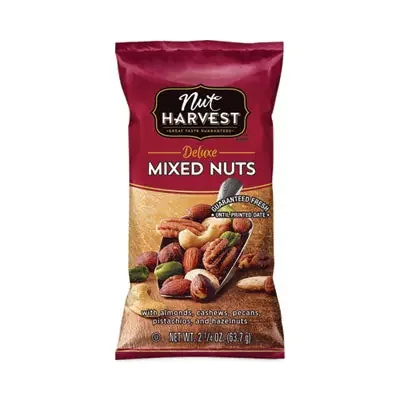 Nut Harvest® Deluxe Mixed Nuts, 2.25 oz Pouch, 8/Carton