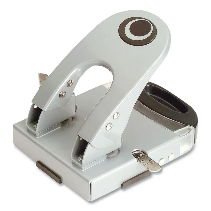 Officemate 50-Sheet Deluxe Two-Hole Punch, 1/4″ Holes, Gray/blue
