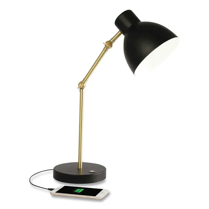 OttLite® Wellness Series Direct LED Desk Lamp, 4″ to 18″ High, Brass