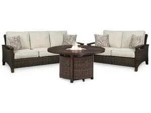 Outdoor Sofa and Loveseat With Fire Pit Table