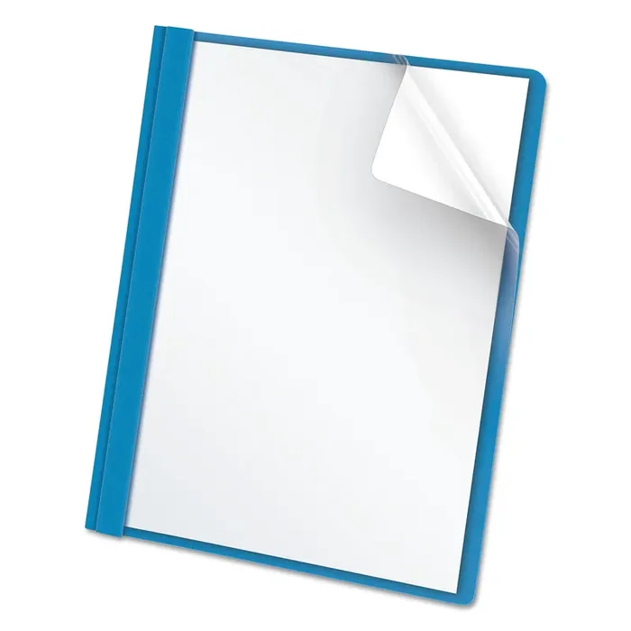 Oxford™ Clear Front Standard Grade Report Cover, Three-Prong Fastener, 0.5″ Capacity, 8.5 X 11, Clear/light Blue, 25/box