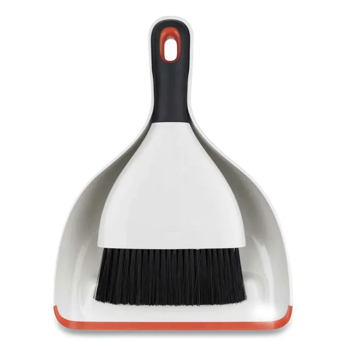 OXO Good Grips Dust Pan And Brush, 12 X 9, 2″ Handle, Plastic, White