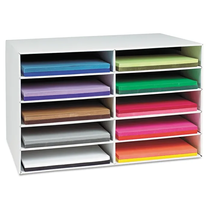 Pacon® Classroom Construction Paper Storage, 10 Compartments, 26.88 x 16.88 x 18.5, White