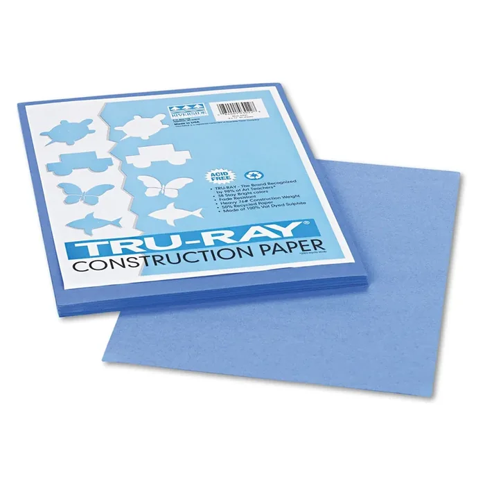 Pacon® Tru-Ray Construction Paper, 76 lb Text Weight, 9 x 12, Blue, 50/Pack