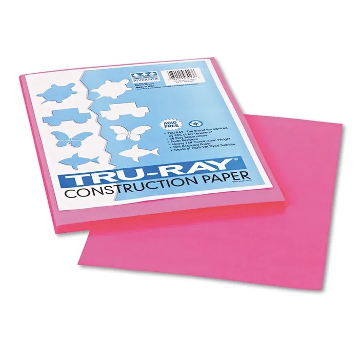 Pacon® Tru-Ray Construction Paper, 76 lb Text Weight, 9 x 12, Shocking Pink, 50/Pack