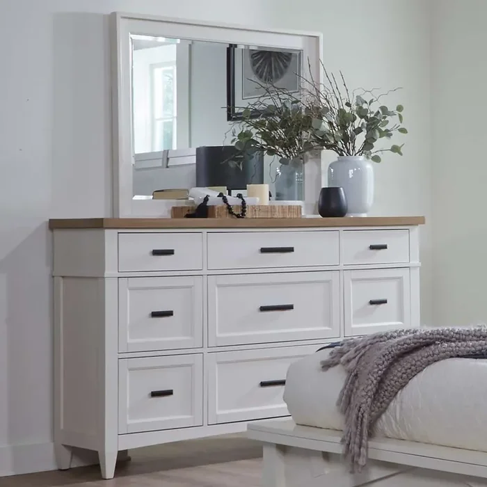 Parker House – Americana Modern Bedroom 9 Drawer Dresser and Mirror – BAME-2131-2