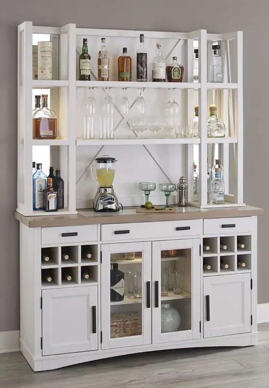 Parker House – Americana Modern Dining 2 piece 66 in. Buffet and Open Hutch with quartz insert – DAME 66-2-COT