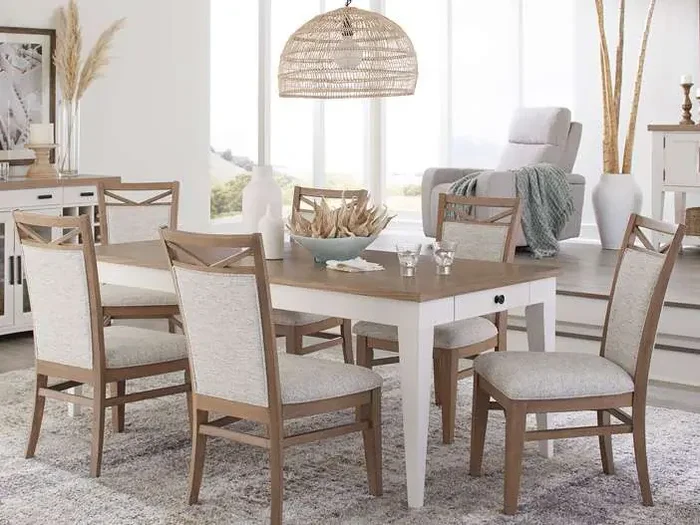 Parker House – Americana Modern Dining Rectangular Extendable Dining Table with 6 Upholstered Dining Chairs – DAME-7PC-RECT-DINING