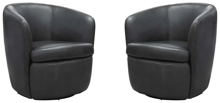 Parker House – Barolo – Vintage Slate 100% Italian Leather Swivel Club Chair (Set of 2) – SBAR 912S-2-VGSL