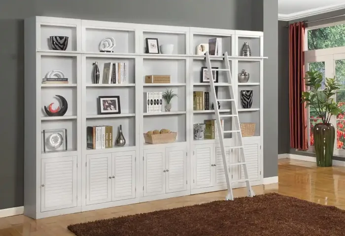 Parker House – Boca 6PC Library Bookcase Inset Wall Set in Cottage White