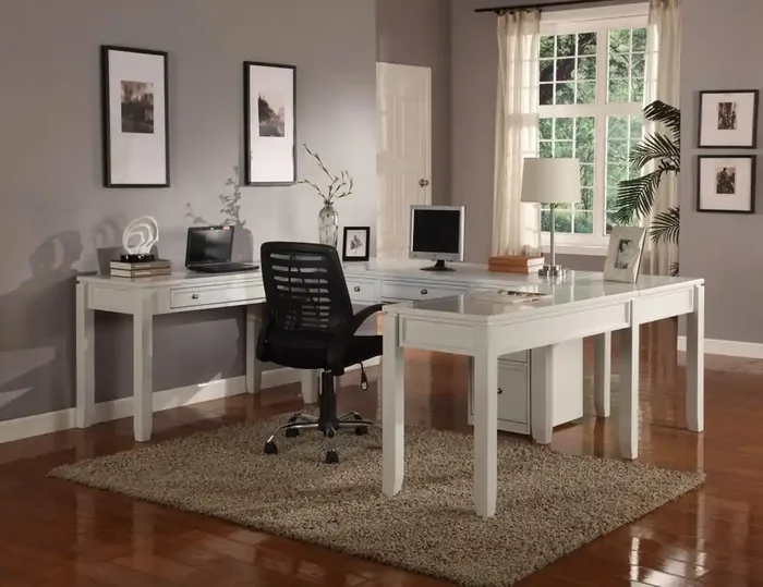 Parker House – Boca 6PC U Shaped Desk Set in Cottage White