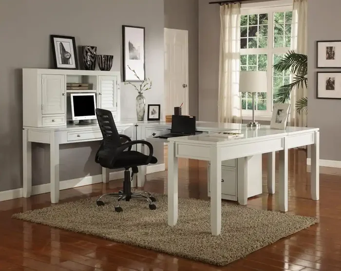 Parker House – Boca 7PC U Shaped Desk Set in Cottage White