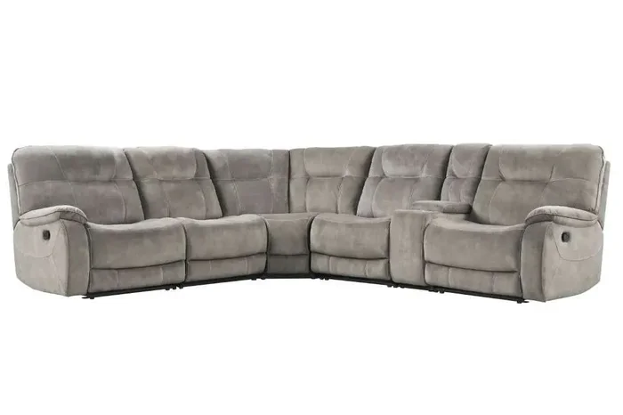Parker House – Cooper Shadow Natural 6 Pc Manual Reclining Sectional with Entertainment Console – MCOO-PACKA-SNA