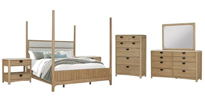 Parker House – Escape – Bedroom Queen Poster Bed 2 Nightstands Dresser with Mirror and Chest – BESC-6PC-1150-DMN2C