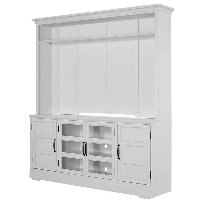 Parker House – Shoreham – Effortless White 76 In. TV Console with Hutch – SHO-2PC-ENT-WALL-EFW