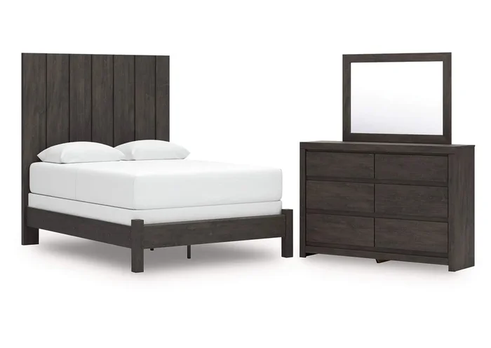 Parlayon Queen Panel Bed with Mirrored Dresser