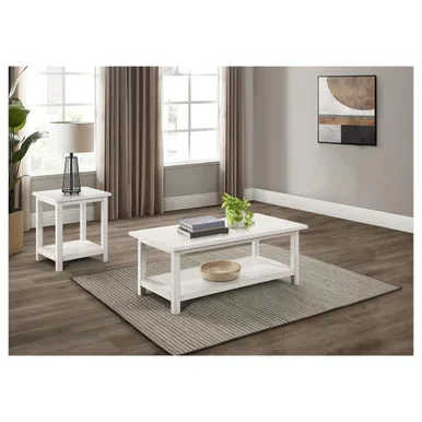 Payne 2-piece Coffee and End Table Set Distressed White / CS-710558-S2A