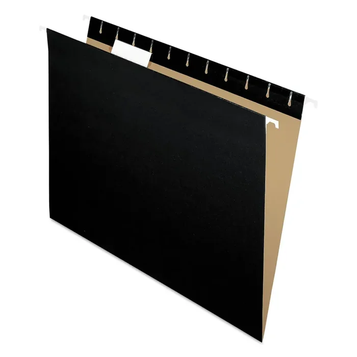 Pendaflex® Colored Hanging Folders, Letter Size, 1/5-Cut Tabs, Black, 25/Box