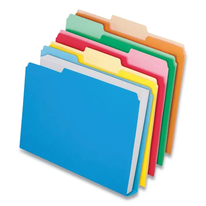Pendaflex® Double Stuff File Folders, 1/3-Cut Tabs Assorted, Letter Size, 1.5″ Expansion, Assorted Colors, 24/Pack