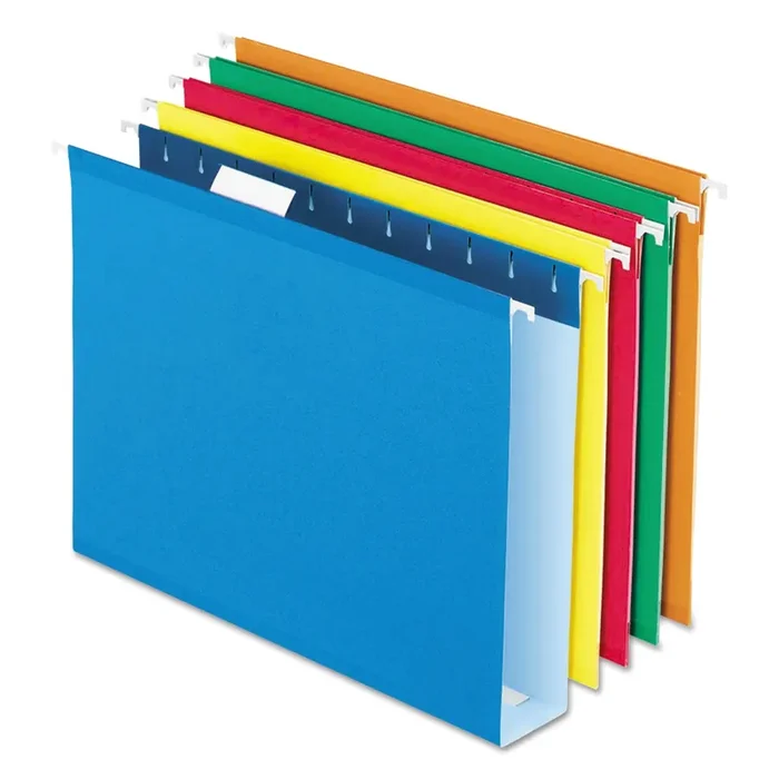 Pendaflex® Extra Capacity Reinforced Hanging File Folders with Box Bottom, 2″ Capacity, Letter Size, 1/5-Cut Tab, Assorted Colors,25/BX