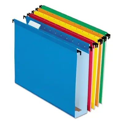 Pendaflex® Extra-Capacity SureHook Hanging Folders, 2″ Capacity, Letter Size, 1/5-Cut Tabs, Assorted Colors, 20/Box