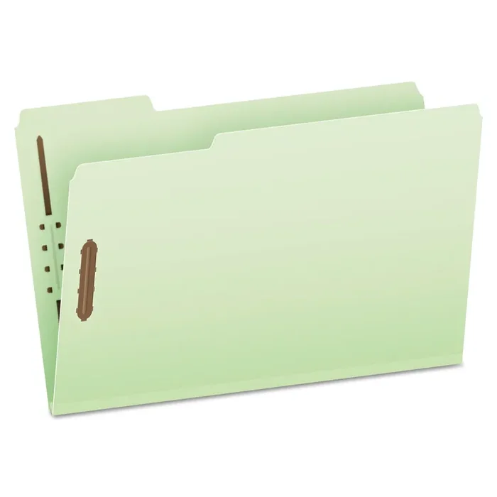 Pendaflex® Heavy-Duty Pressboard Folders with Embossed Fasteners, 1/3-Cut Tabs, 2″ Expansion, 2 Fasteners, Legal Size, Green, 25/Box