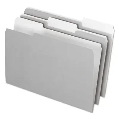 Pendaflex® Interior File Folders, 1/3-Cut Tabs Assorted, Legal Size, Gray, 100/Box