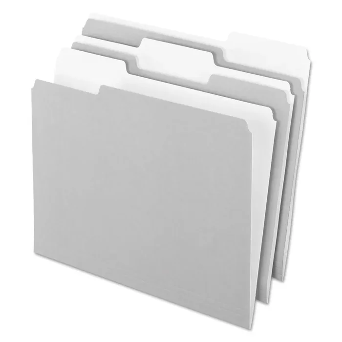 Pendaflex® Interior File Folders, 1/3-Cut Tabs Assorted, Letter Size, Gray, 100/Box