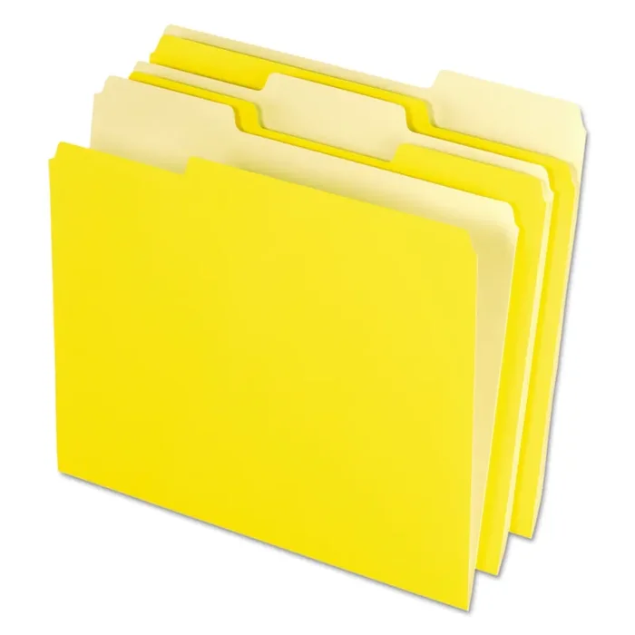 Pendaflex® Interior File Folders, 1/3-Cut Tabs Assorted, Letter Size, Yellow, 100/Box