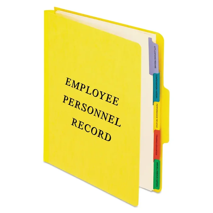 Pendaflex® Vertical-Style Personnel Folders, 2″ Expansion, 5 Dividers, 2 Fasteners, Letter Size, Yellow Exterior
