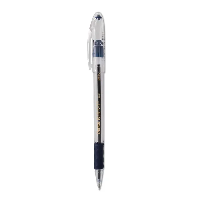 Pentel® R.s.v.p. Ballpoint Pen, Stick, Medium 1 Mm, Blue Ink, Clear/blue Barrel, Dozen