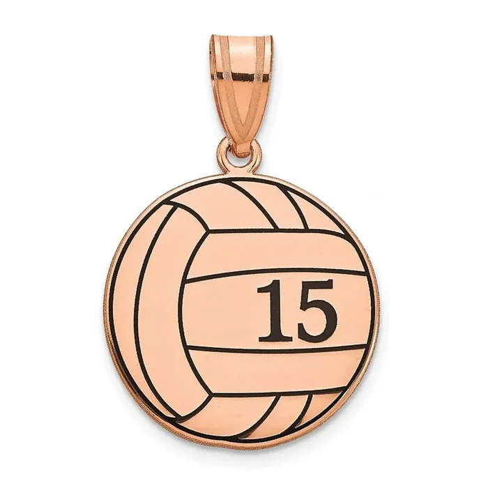 Personalized Volleyball with Epoxy Pendant Sterling Silver Rose-plated XNA1363RP