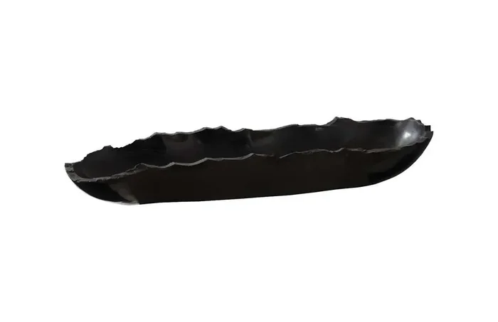 Phillips Collection – Aragonite Canoe Bowl, Black, Small – MX106696