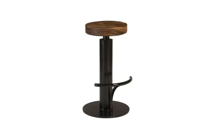 Phillips Collection – Black Iron Bar Stool, Swivel Seat, Natural – TH94610