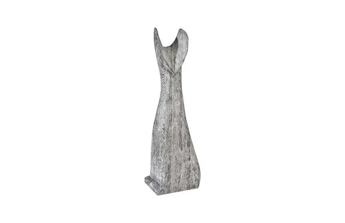 Phillips Collection – Cat Sculpture, Small, Chamcha Wood, Gray Stone Finish – TH97539