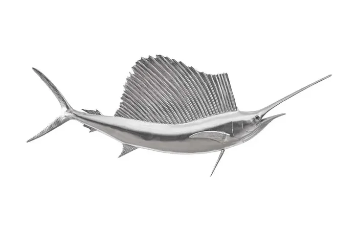 Phillips Collection – Sail Fish Wall Sculpture, Resin, Silver Leaf – PH100658