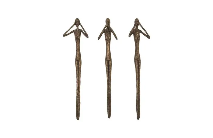 Phillips Collection – See, Speak, Hear No Evil Wall Art, Resin, Bronze (Set of 3) – PH96052