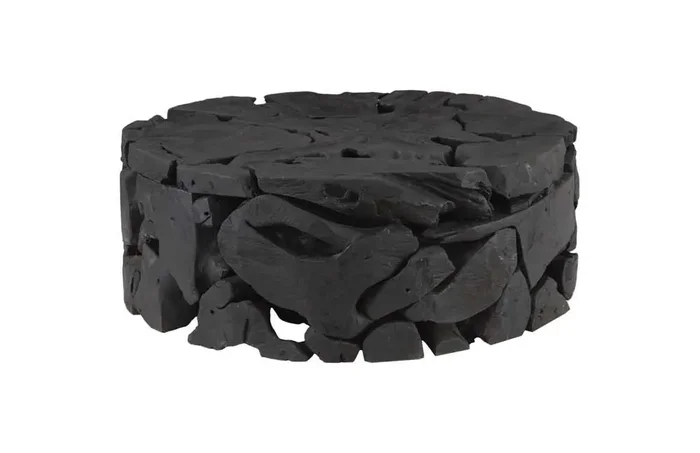 Phillips Collection – Teak Chunk Round Coffee Table, Black – ID104053